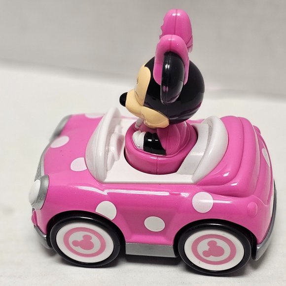Disney Pink White Polka Dot Minnie Mouse Car Toy Push Go Racer - Picture 5 of 7